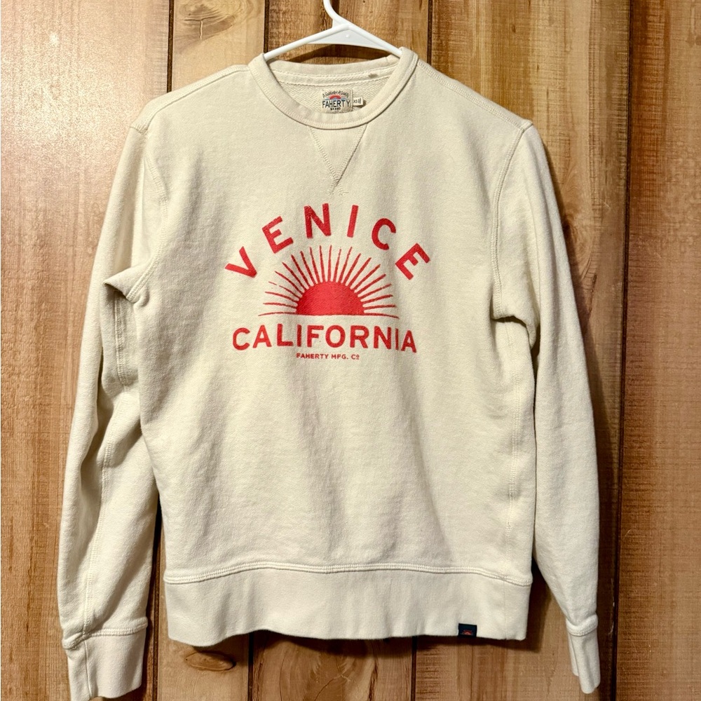 Faherty Venice California Organic Cotton Crewneck -Cream
